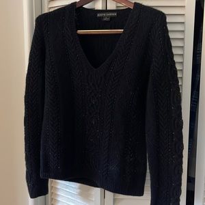 Ralph Lauren black label cashmere /wool blend beaded sweater size large